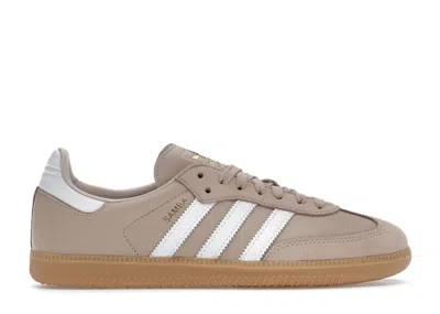 Pre-owned Adidas Originals Samba Og (women's) Sneakers In Wonder Taupe/footwear White/gold Metallic