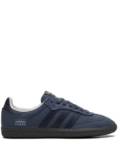 Adidas Originals Samba Og Leather-trimmed Crinkled-shell Sneakers In Blue