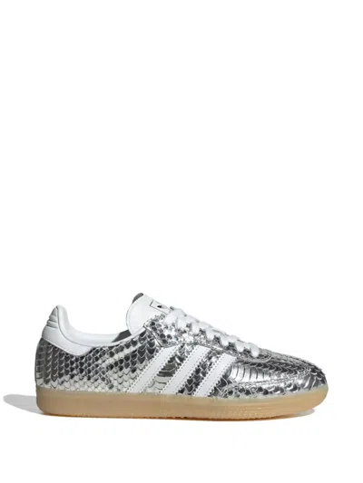 Adidas Originals Low-top Sneakers With Leather Upper And Metallic Finish In Silver