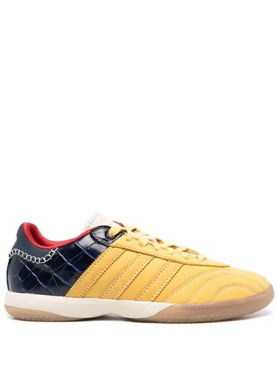 Adidas Originals Wales Bonner Samba Millennium Panelled Suede And Croc-effect Leather Sneakers In Yellow