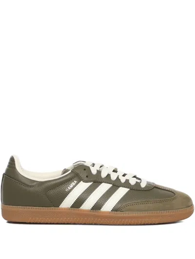 Adidas Originals Samba Og Nubuck-trimmed Full-grain Leather Sneakers In Green