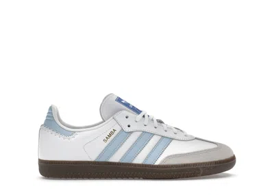 Pre-owned Adidas Originals Samba White Sneakers In Footwear White/clear Sky/blue