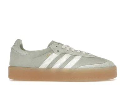 Pre-owned Adidas Originals Sambae Gum (women's) Sneakers In Linen Green/off White/crystal Jade