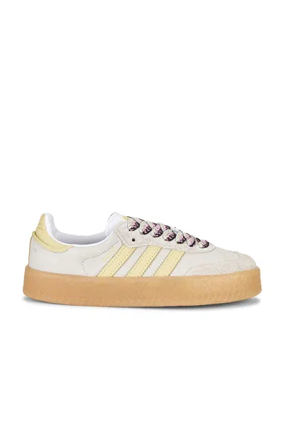 Adidas Originals Sambae Sneaker In White & Powder Yellow