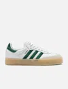 Adidas Originals Womens Sambae Leather Low-top Trainers White Collegiate Green G In White