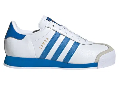 Pre-owned Adidas Originals Samoa White Sneakers In Cloud White/blue Bird/gold Metallic In Multi