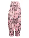 Adidas Originals Satin Printed Cargo Pant In Pink