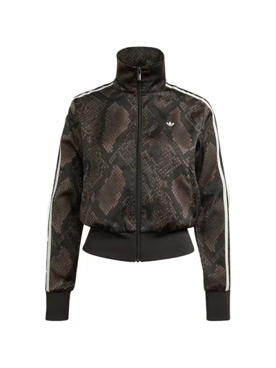 Adidas Originals Satin Snake Print Firebird Track Jacket In Multi