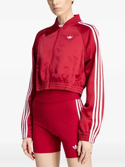 Adidas Originals Satin Sst Side-stripe Bomber Jacket In Red