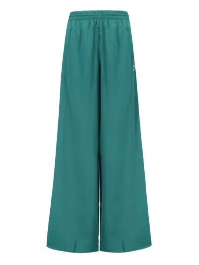 Adidas Originals 'satin Wide Leg' Track Trousers In Green