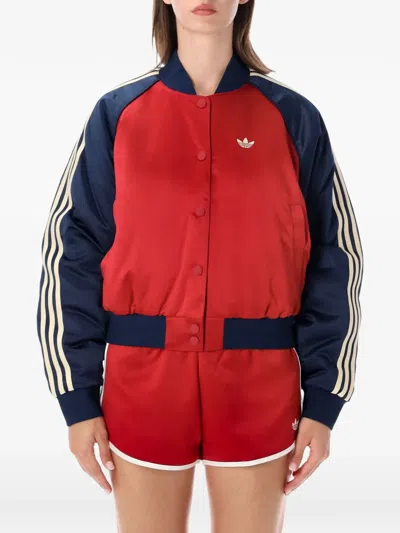 Adidas Originals Satin-finish Bomber Jacket In Multi