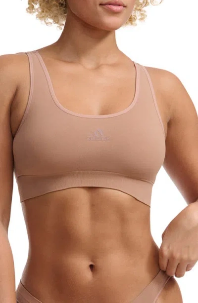 Adidas Originals Scoop Lounge Sports Bra In Brown