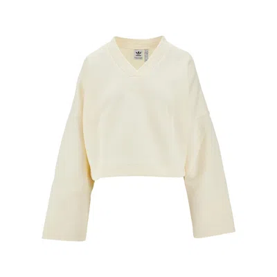 Adidas Originals Scuba Jersey Cropped Sweatshirt In White