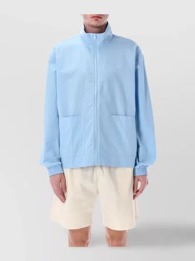 Adidas Originals Seersucker Track Top Stand-up Collar In Blue