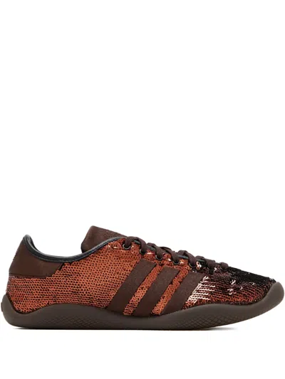 Adidas Originals Sequinned Three-stripes Sneakers In Brown