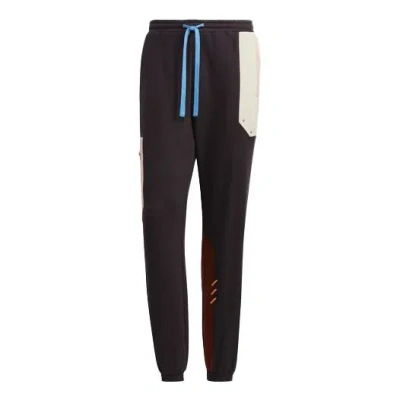 Adidas Originals Series Contrast Color Stitching Drawstring Sports Pants/trousers/joggers Brown