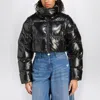 Adidas Originals Shiny Finish Cropped Puffer Jacket In Black
