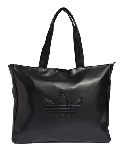 Adidas Originals Shopper Bag Polyurethane Outline Trefoil In Black
