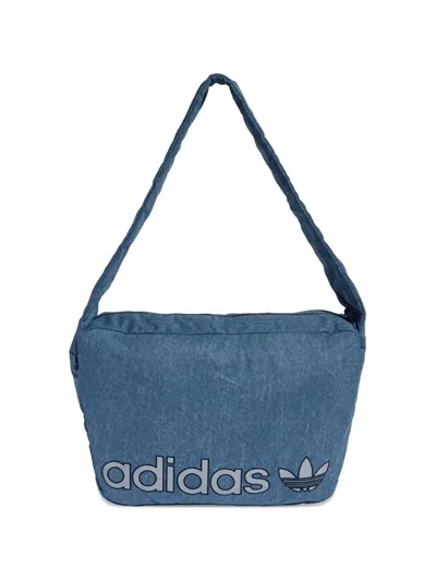Adidas Originals Shopper Washed Effect Logo-print Shoulder Bag In Blue