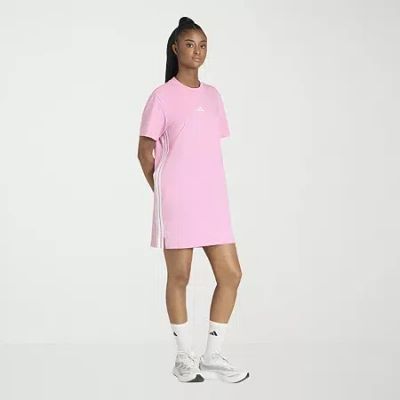 Adidas Originals Short Sleeve T-shirt Dress In Pink