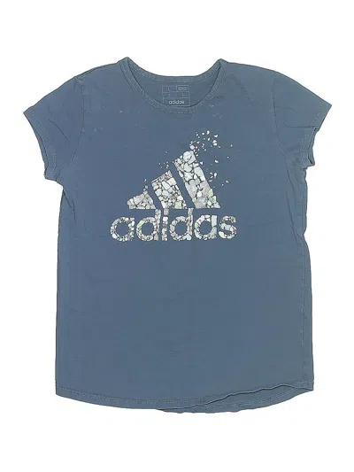 Pre-owned Adidas Originals Kids' Short Sleeve Top Blue Crew Neck Tops