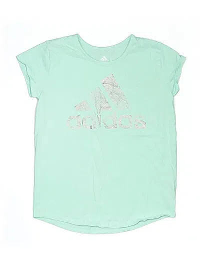 Pre-owned Adidas Originals Kids' Short Sleeve Top Teal Keyhole Neckline Tops In Blue