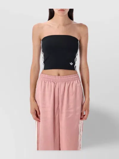 Adidas Originals Short Top Strapless Side Stripe Detail In Black