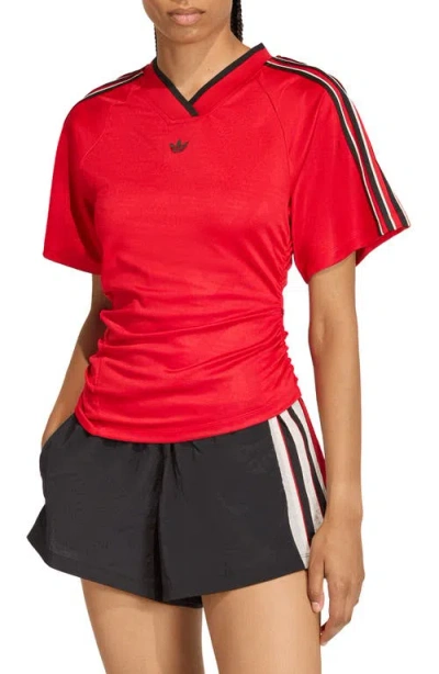 Adidas Originals Ruched Soccer Jersey In Red