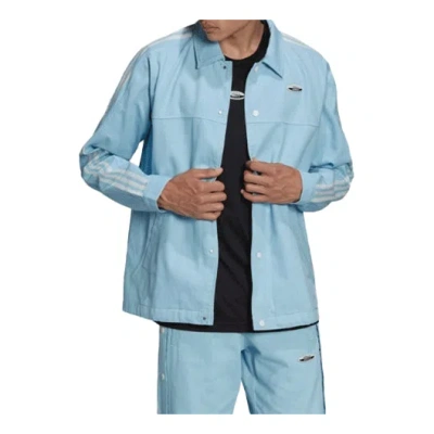 Adidas Originals Side Stripe Lapel Sports Jacket Blue In Multi