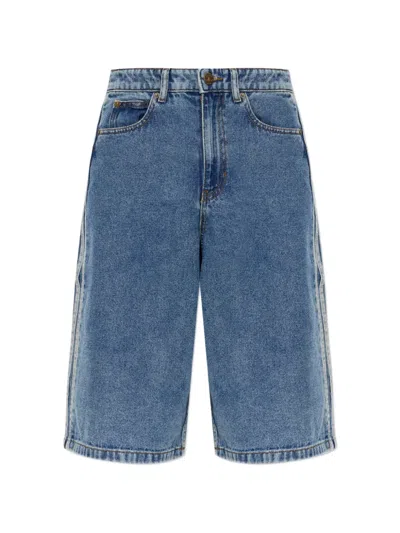 Adidas Originals Side-stripe Denim Shorts In Blue