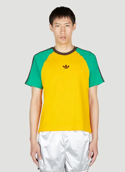 Adidas Originals Signature Stripe T-shirt In Yellow