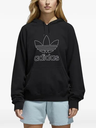 Adidas Originals Signature Trefoil Hoodie In Black