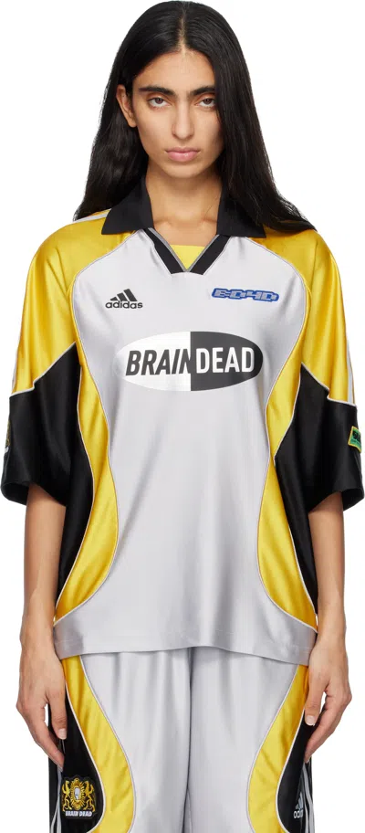 Adidas Originals Silver & Yellow Brain Dead Edition Jersey T-shirt