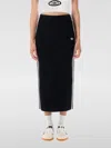 Adidas Originals Ribbed Striped Midi Straight Skirt In Black