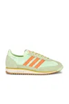 Adidas Originals Sl 72 Og Three-stripe Trainers In Semi Green Spark  Solar Orange  & Off Wh