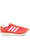 Adidas Originals Sl 72 Crochet-trimmed Shell And Suede Sneakers In Red