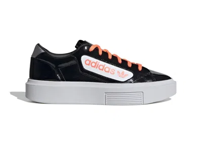 Pre-owned Adidas Originals Sleek Super (women's) Sneakers In Core Black/ Signal Coral/ Crystal White In Multi