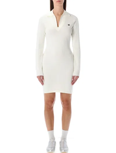 Adidas Originals Slim Fit Ribbed Knit Mini Dress - Size S In White