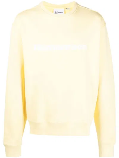 Adidas Originals Slogan-print Crew Neck Sweatshirt In Yellow