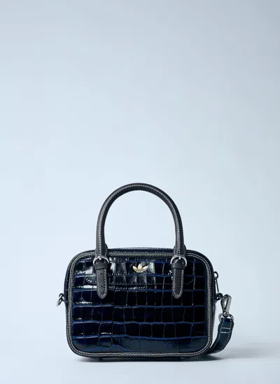 Adidas Originals Small Croc-embossed Leather Handbag In Black