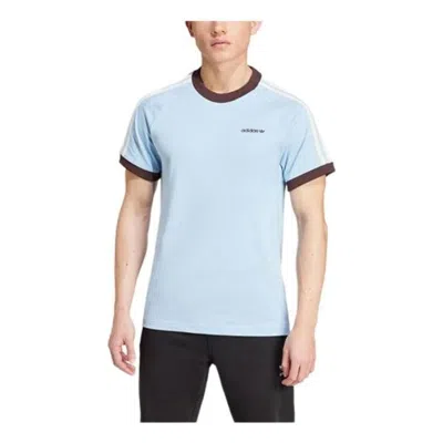 Adidas Originals Small Logo Stripe Crew Neck Straight Fit T-shirt Asia Sizing 'blue'