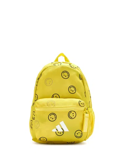 Adidas Originals Kids' Smiley-face Print Backpack In Yellow