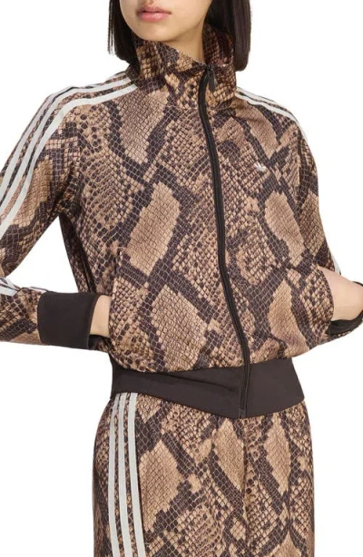 Adidas Originals Snakeskin Print Track Jacket In Brown