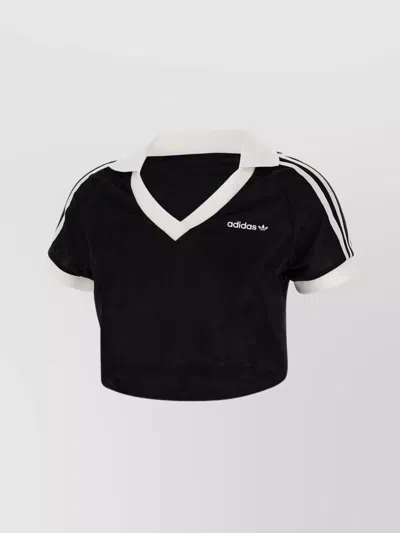 Adidas Originals Soccer Women's Jacquard V-neck Top In Black