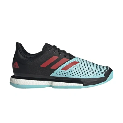 Pre-owned Adidas Originals Solecourt 'black Pulse Aqua'