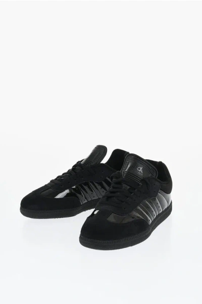 Adidas Originals Solid Color Patent Leather Dyz Samba Low-top Sneakers In Black