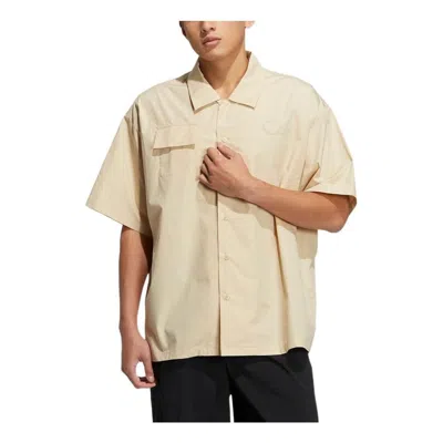 Adidas Originals Solid Color Pocket Short Sleeve Shirt Couple Style Brown In Neutral
