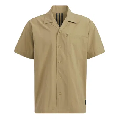Adidas Originals Solid Color Sports Short Sleeve Shirt Khaki In Brown