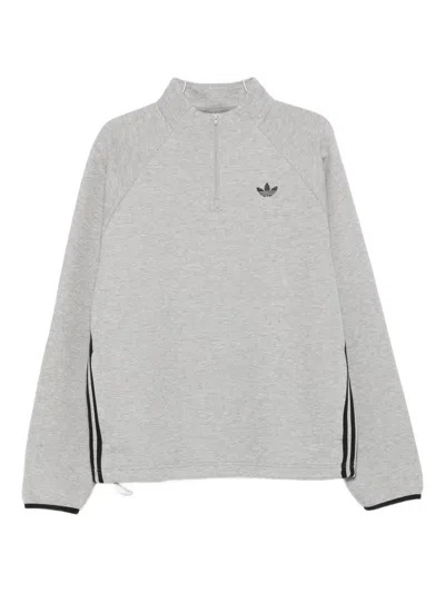 Adidas Originals Spacer Drill Half-zip Side-stripe Sweatshirt In Gray