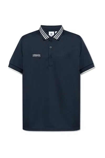 Adidas Originals Spezial Logo Patch Polo Shirt In Navy